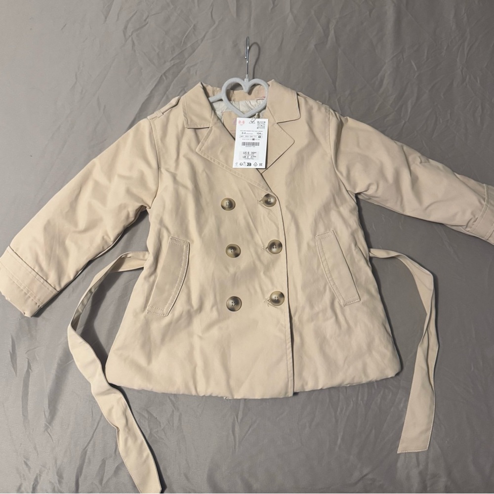 Zara Cream Double-Breasted Trench Coat